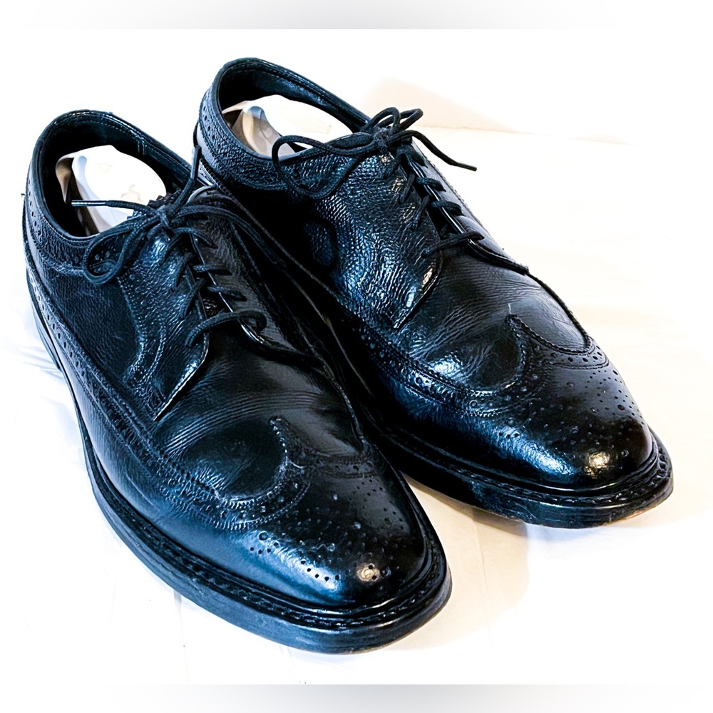 Florsheim Royal Imperial Kenmoor V-Cleat Longwings 8.5 Black Vintage Dress Shoes